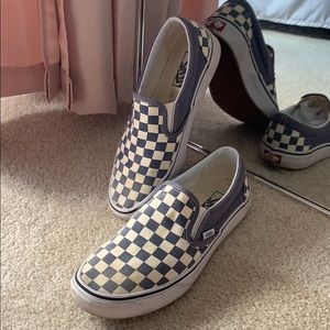 Vans Slip-On Blue & White Checkered Skate Shoes